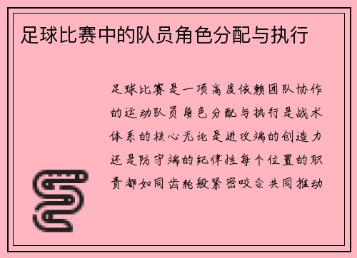 足球比赛中的队员角色分配与执行